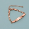 Roségoldenes Edelstahl-ID-Armband mit Figaro-Kette und verstellbarem Karabinerverschluss - Roségold 13+3cm