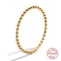 Minimalist S925 sterling silver beaded ring in gold finish with bubble design - US 7 / Gold #5