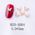 Detalle de dijes para uñas de mariposa de aleación rosa con bordes dorados 5,5x5mm - Estilo De Mariposa Pequeña Con Borde Dorado Rosa (AB04)