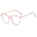 Rosafarbene transparente Cat-Eye Brille mit goldenen Metallbügeln für Damen - Transparent Rosa Gold