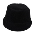 Cappello a secchiello in peluche nero da donna in pile di agnello spesso per l'inverno - Taglia unica / Nero