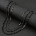 3mm black stainless steel Franco chain and snake chain layered necklace set for men - Black 3-Piece Set