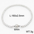 Bracciale in zircone minimalista con chiusura magnetica, lungo 160mm e largo 2,5mm - Stile A Argento (KB163482-Z)
