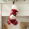 Christmas stocking with snowman 3D design and red plaid details, size 44x28 cm - Red Snowman with Black Hat (AGWZ15-8)