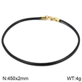 Schwarze geflochtene Kordelkette 450mm mit poliertem Gold-Karabinerverschluss - Goldene Schnalle Schwarzes Seil (KN201936-Z)
