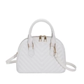 White shell-shaped handbag with V-quilted faux leather and gold zippers for women - White