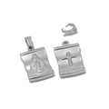 Colgantes vintage de María y Cruz en plata con cierre metálico desmontable - Acero inoxidable / Plata-Virgen María