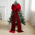 Large burgundy velvet Christmas bow with long ribbons for festive holiday tree decoration - 120cm x 50cm / 40CM Small Bow / Burgundy