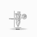 Titanium flat back stud earring featuring sparkling clear heart crystals in silver finish - Silver Teardrop Cluster (T2506-8# Silver)