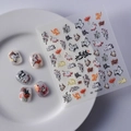 5D embossed nail art stickers featuring Japanese fox masks and red spider lily designs - 5D Embossed Gold and Red Fox Style (FEB-387)