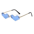Pixel heart sunglasses with transparent blue lenses and gold metal frames - Gold Frame Blue Lenses