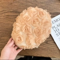 Beige beret hat featuring 3D floral embroidery and a vintage Japanese painter style - 3D Camellia - Khaki