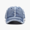 Light blue denim baseball cap with vintage frayed edges and a soft adjustable crown - Medium Blue