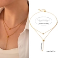 Collier double couche en acier titane doré avec pendentifs lettre H et détails de taille - Collier Double Rang Lettre H