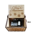 Hand-cranked wooden Merry Christmas music box with detailed festive carvings - Christmas 31/Wood Color/Merry Christmas Engraved 2