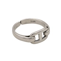 Minimalistischer S925 Sterlingsilber Doppelring mit H-Kettendesign und offener Form - Schweinenase Glied