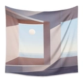 Arazzo minimalista con architettura rosa e vista mare per decorazione da parete - 73X95CM (Spazzolato Transfrontaliero) / Stile ZJ702-8 (Edificio Rosa)