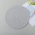 Handwoven round cotton cord placemat in charcoal grey for table heat protection - Light Grey Pattern