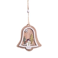 Pendentif de Noël en forme de cloche en bois avec bonhomme de neige et sapin gravé - Cloche Bonhomme de Neige