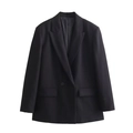 Detailed view of the classic black blazer featuring a notched lapel and sleek side pockets - XS / Black