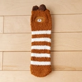 Thick coral fleece bear socks with brown and white stripes for winter warmth - One Size / Caramel Raccoon