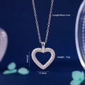 Élégant collier coeur en argent avec zircons et détails sur la longueur de chaîne réglable - Argent (561)
