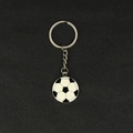 Classic football soccer ball keychain with black and white enamel finish and metal ring - Round Soccer/Black & White