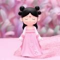 Ancient style Chinese lady figurine in pink Hanfu resin desktop ornament decoration - Large Pink Windy