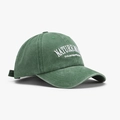 Vintage donkergroene baseballpet van gewassen katoen met wit geborduurde letters - Verstelbaar / Donkergroen