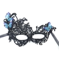 Black lace mask with blue-purple gradient butterflies and colorful rhinestones - Rhinestone Butterfly Dark Blue Mask (5706668349870)