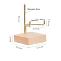 Small walnut wood and brass display stand for minerals with detailed size dimensions - Beech Three-Prong Small
