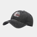 Distressed dark gray baseball cap with 'Eat Sleep Baseball Repeat' graphic print - Adjustable / Black