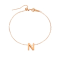 Cavigliera in acciaio inossidabile oro rosa con ciondolo a lettera N e chiusura regolabile - N-Oro Rosa