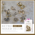 8-teiliges Retro-Nagelcharms-Set 03 mit goldenen Bären-, Bienen- und Kleeblatt-Designs - Vintage Mix Stil 03 (8 Stk.)
