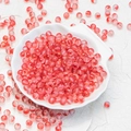 Frosted red pink translucent 6mm 8mm glass beads in a white shell dish for DIY jewelry - 8mm Red with Gold Glitter