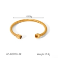 Makro-Detail des vergoldeten Seilarmbands mit Tigerauge-Steinen an beiden Enden - Gold Gedrehter Tigerauge Stil (HC-B20059-BR)