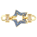Macro view of gold star connector with blue cubic zirconia and white gems for jewelry - Style-17 (Gold Blue Gem Star)