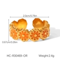 Detail view of daisy flower ring showing dimensions 0.79 inch diameter and 0.26 inch width - Orange Style (HC-R30469-OR)