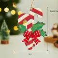 Christmas wooden candy cane ornament with holly leaves and bow, 12.5cm height - Christmas Candy Cane