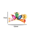 Boucle d'oreille papillon en zircon coloré, finition dorée, gemmes multicolores, 12x7mm - Style Éventail Cinq Couleurs (0162-8#) / Jaune d'Or