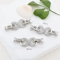 Silver infinity pearl necklace clasp with white zircons for jewelry making, 38mm - Large Infinity / Silver