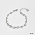 Bracelet chaîne à maillons grains de café en acier inoxydable argenté avec fermoir - Bracelet en Acier Inoxydable à Chaîne de Grains de Café Argenté (B781)