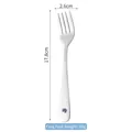 Silver 304 stainless steel baby fork with blue frog logo measuring 17.8cm in length - Long Handle Frog Fork