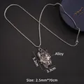 Gotische Totenkopf-Halskette aus Silberlegierung mit Edelstahlkette und Rankenmustern - Totenkopf Stil 2 mit Stahlkette