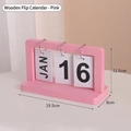 Pink minimalist wooden perpetual flip calendar for desk with black and white cards - Pink MDF Style