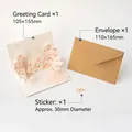 Set D 3D pop-up flower greeting card with kraft envelope and floral sticker set - Style D - Hydrangea