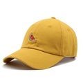 Ginger yellow cotton baseball cap featuring small watermelon embroidery and curved brim - Adjustable / Yellow
