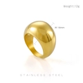 Detailed macro view showing the 16mm width and polished finish of this stainless steel ring - US 7 / Minimalist Dome Style (KR35153-K) / Gold