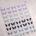 3D butterfly nail art stickers in purple and pink tones on a matte translucent sheet - Butterfly Design