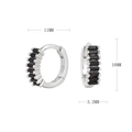 Tableau détaillé des tailles pour boucles d'oreilles huggie en argent S925 et zircon - Argent 925 / Argent/Noir